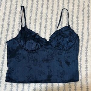 Silk Navy Blue Floral Camisole